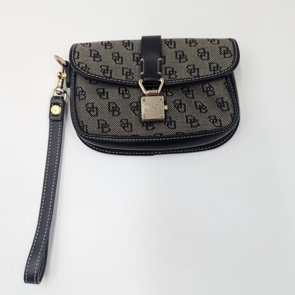 Dooney & Bourke Black and Gray Monogram Wristlet